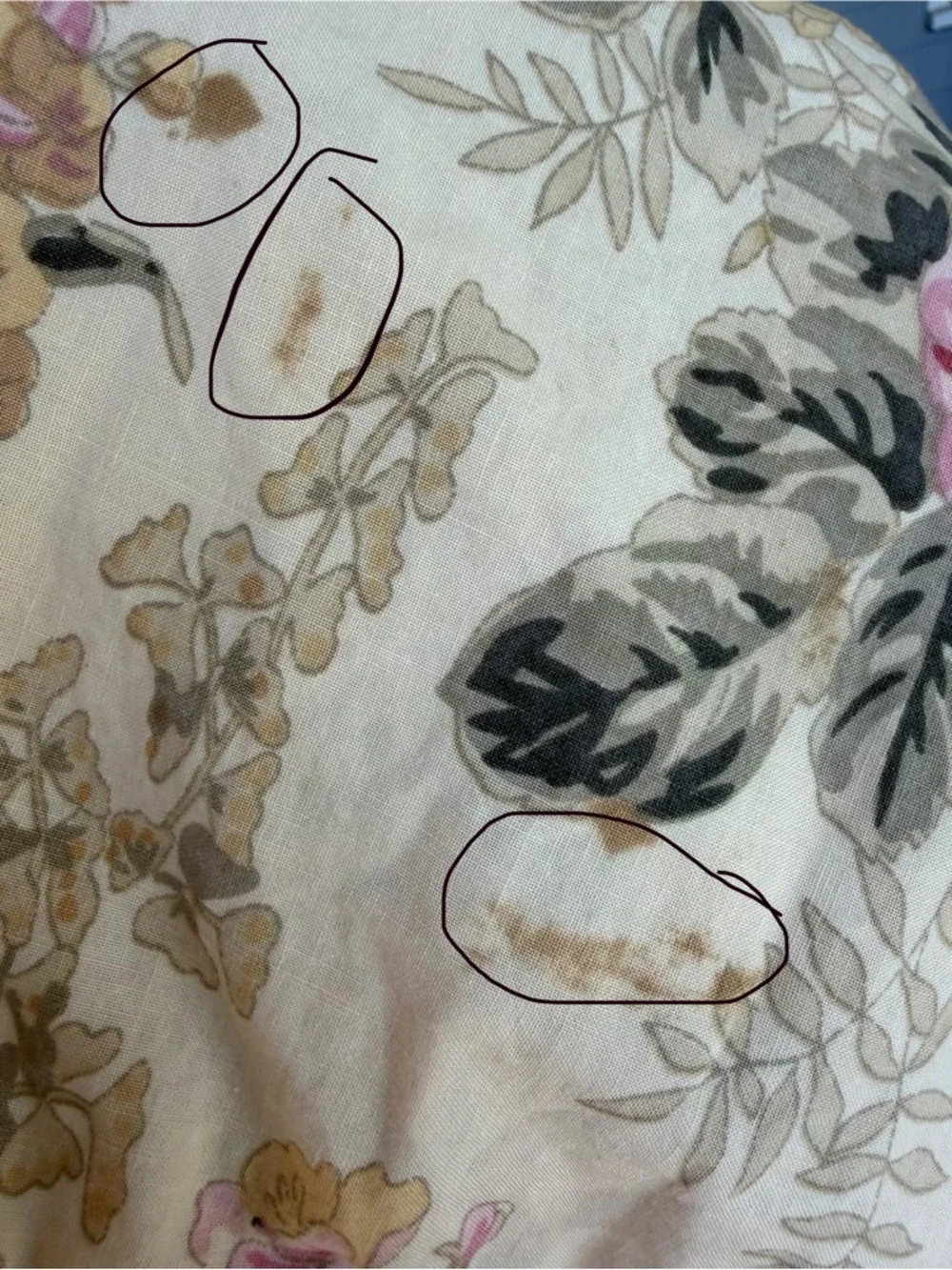 VTG Ralph Lauren Astor Tan Pink Floral Accent Pillow Covers 20x20 80s USA STAINS